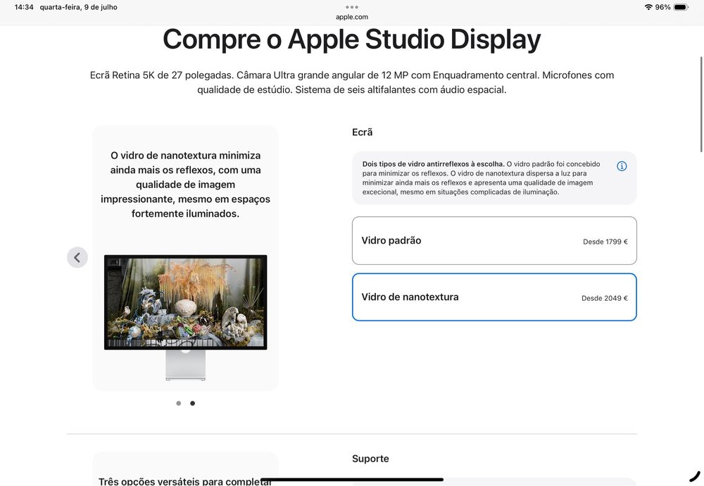 Apple Studio Display – Vidro Nano-texture | Estado Impecável