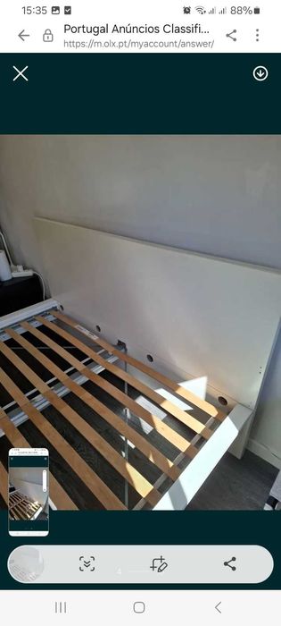 Cama de casal Ikea Malm branca 160x200 com estrado