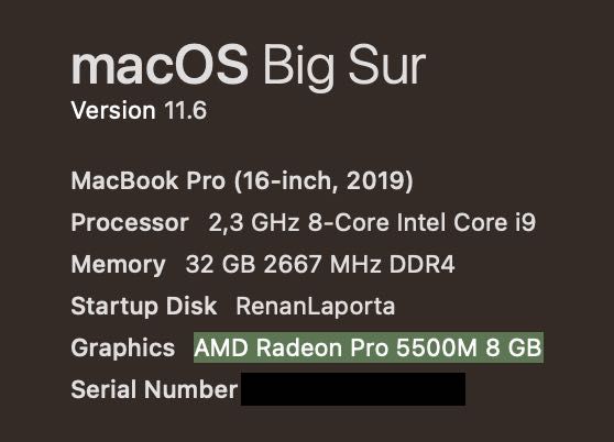 MacBook Pro Retina 16-inch (2019) - Core i9 - 32GB - SSD 1T
