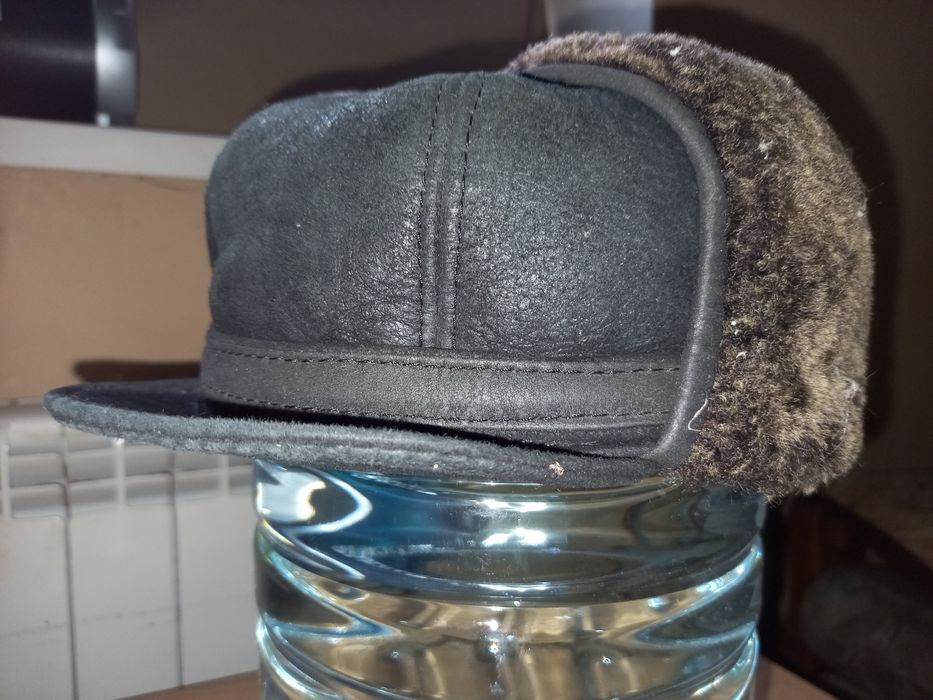 Шапка мужская натуральная кожа и мех. 55...56 размер.