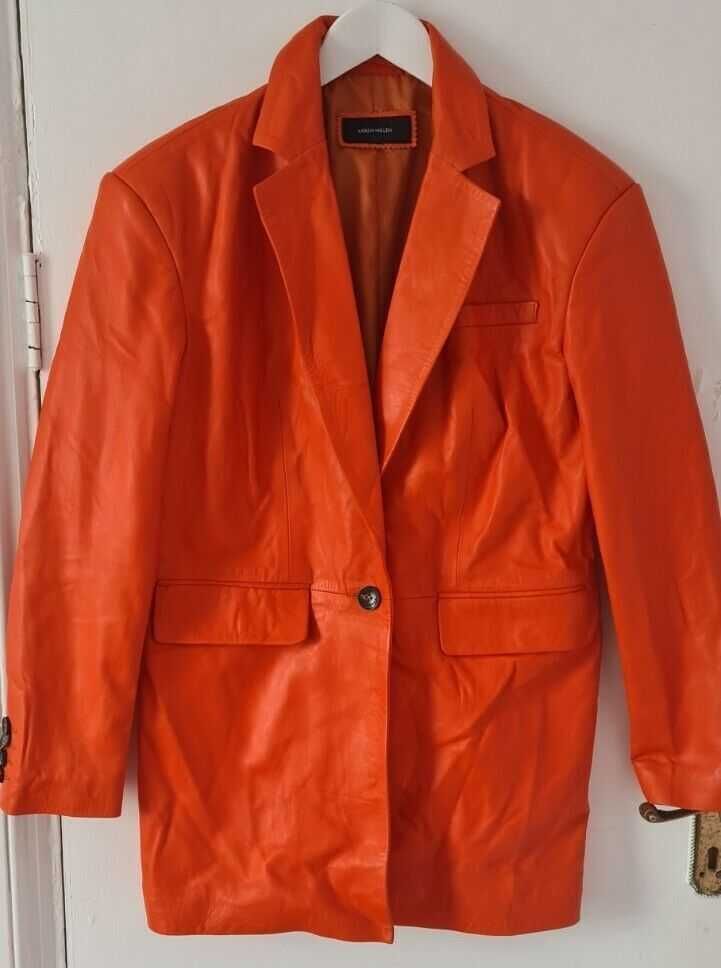 Karen Millen Новый кожаный блейзер жакет пиджак UK 10 оригинал красный