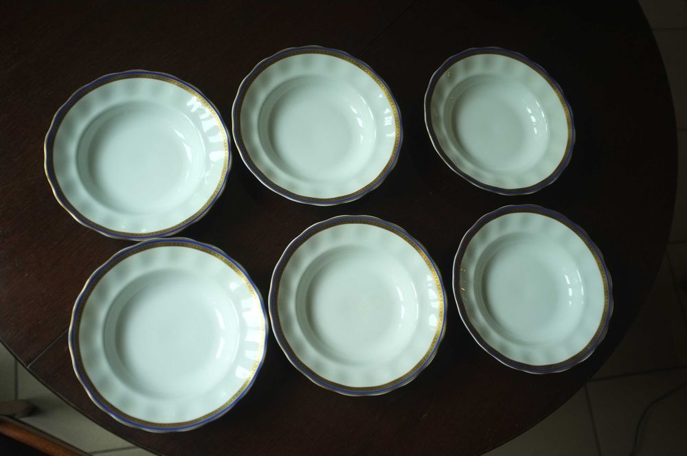 zestaw serwis obiadowy porcelanowy Karolina złoto kobalt