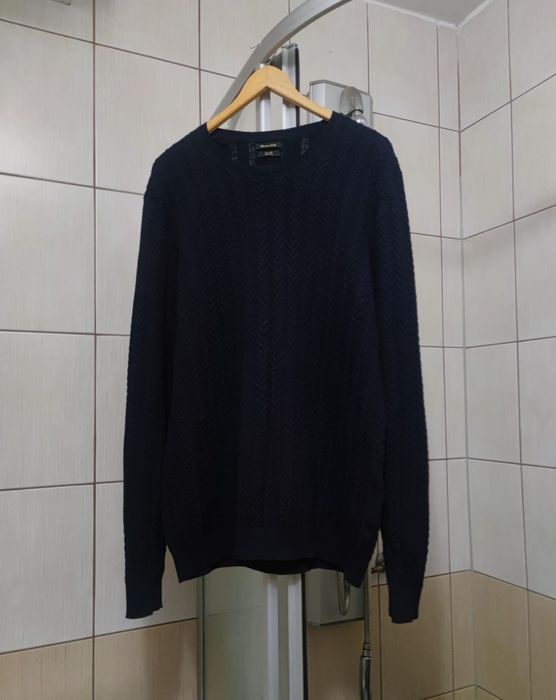 sweter sweterek Massimo Dutti XL made granatowy niebieski ciemny czarn