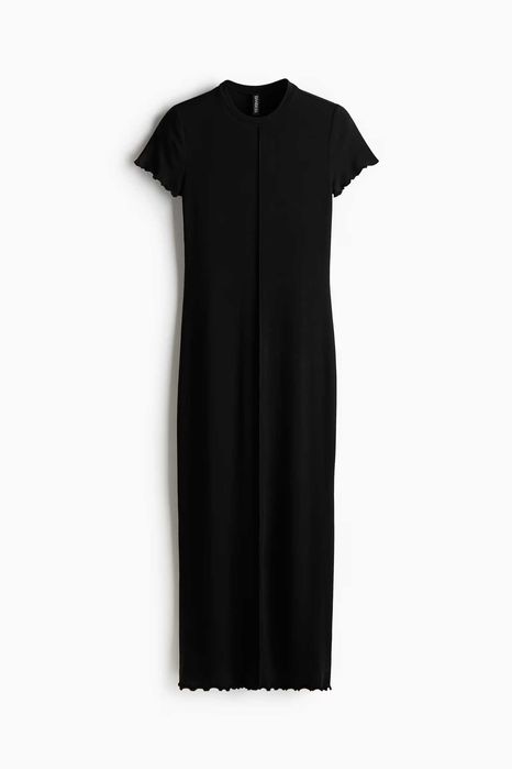 Sukienka bodycon falbana czarna H&M M 38 prosta owerlok