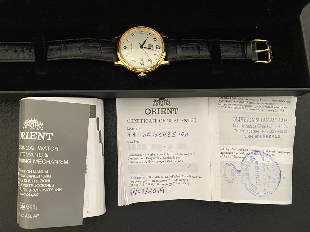 Relógio Orient Automático de Caixa Dourada