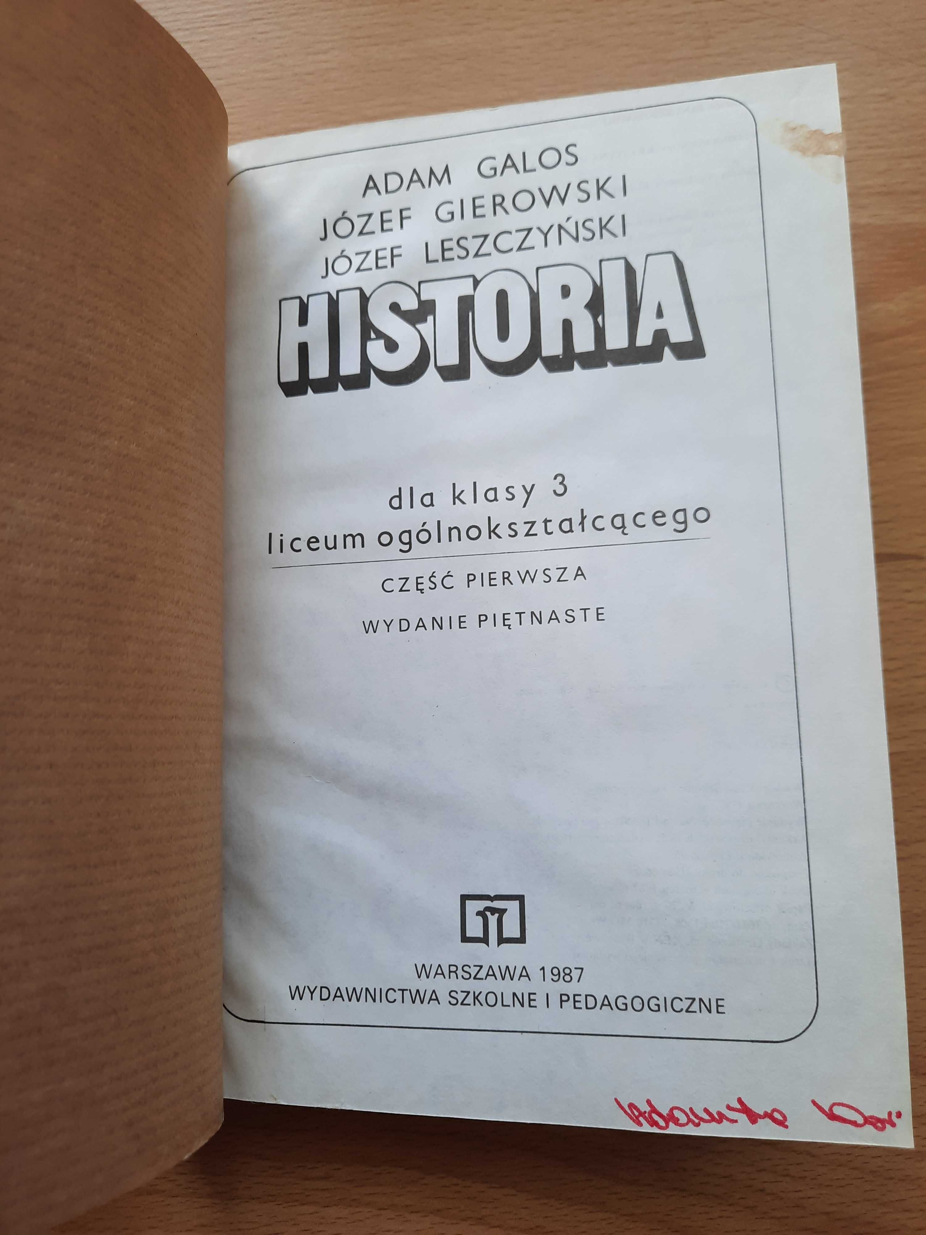Historia dla klasy III Liceum Ogólnokształcącego