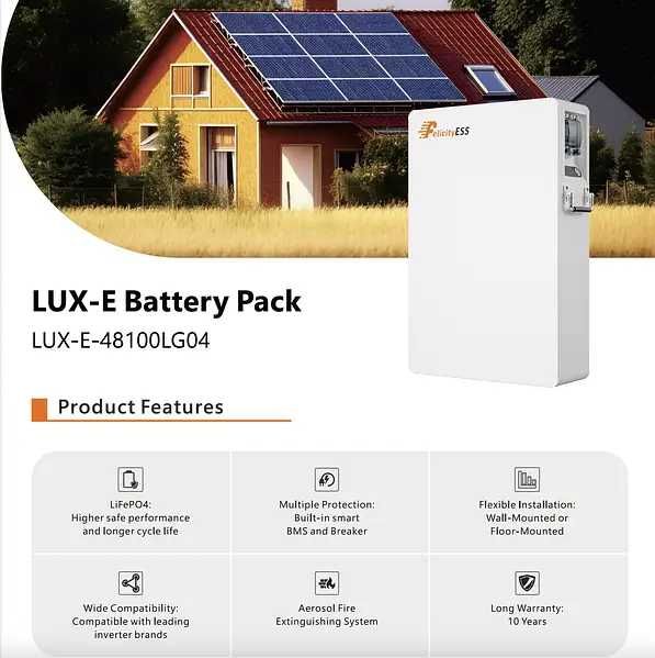 Felicity 5.12kWh | 100Ah | 51.2V LUX-E-48100LG04 LIFEPO4 аккумулятор