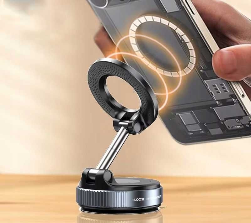Uchwyt na telefon magnetyczny mocny uniwersalny przyssawka obrotowy