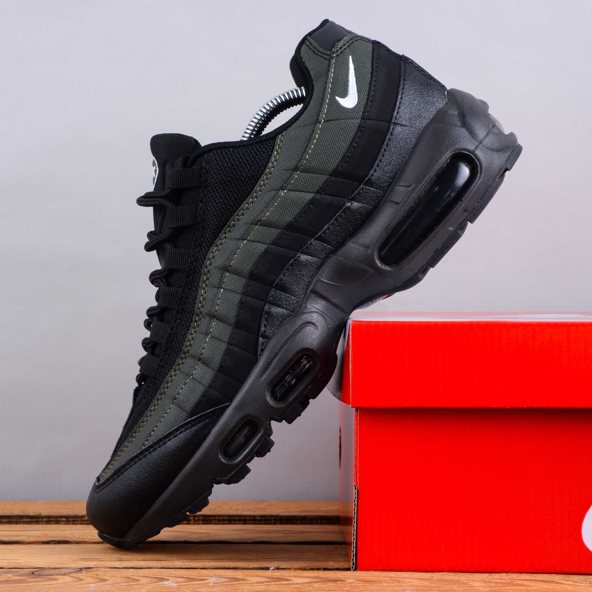 (1680) Чоловічі Кросівки Nike Air Max 95 чорні з хакі (41-45) найк