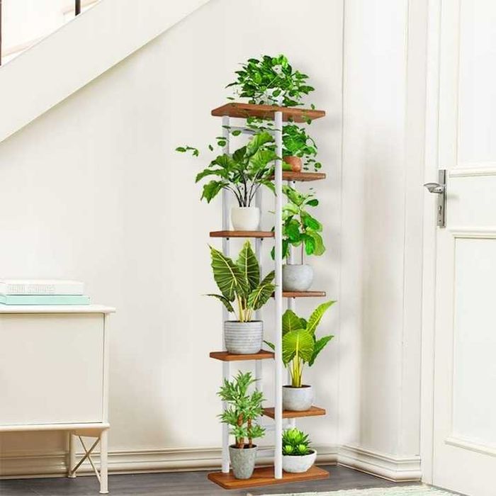 Nowy Kwietnik Metalowy 7-poziomowy Piętrowy Stojak Kwiaty Rośliny