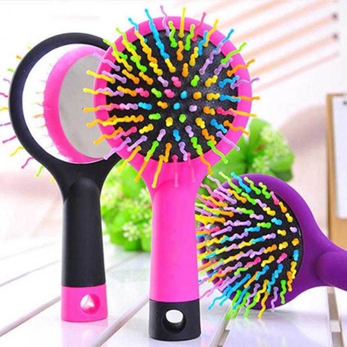 Расческа радужная для волос Eyecandy Rainbow Volume Brush розовая