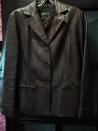 Кожаный пиджак, цвет коричневый