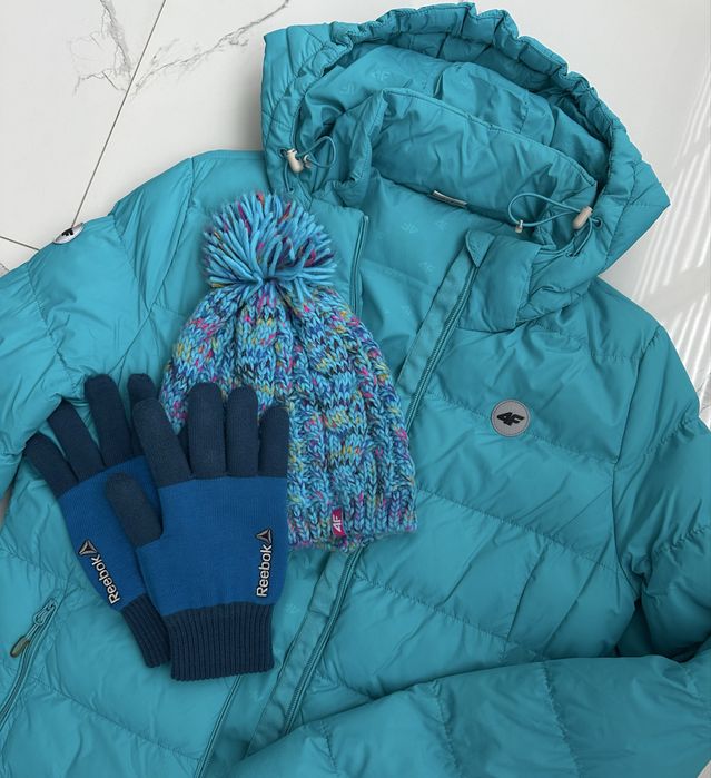 Жіночий пуховик 4F + шапка 4F + рукавиці Reebok