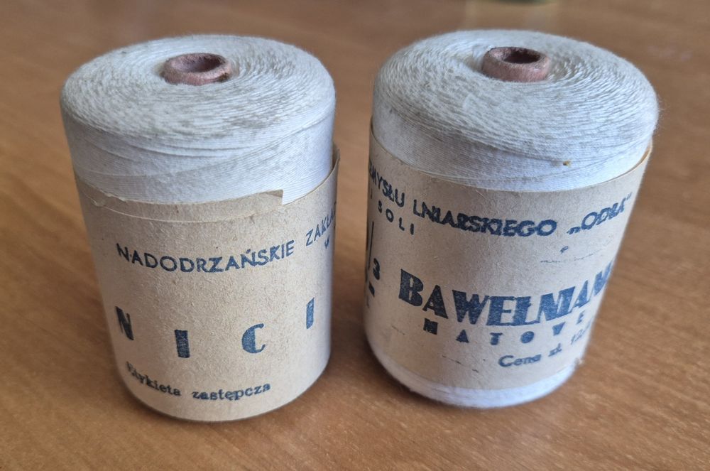 Nici bawełniane matowe białe Odra PRL