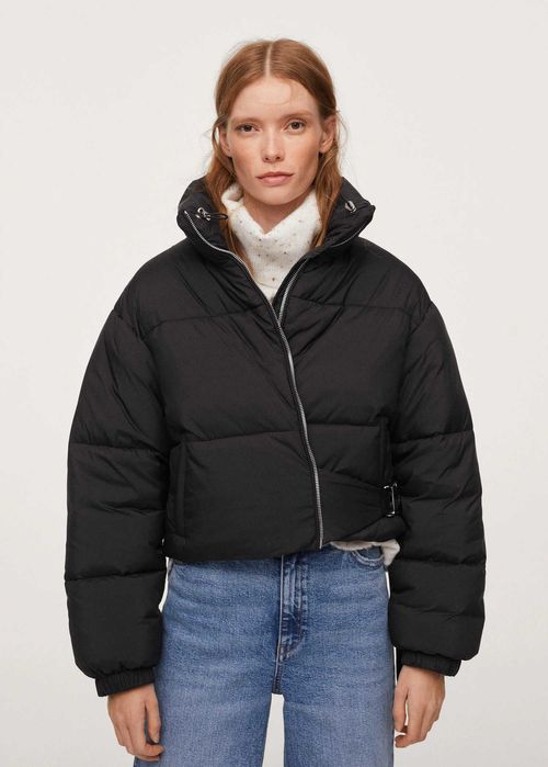 MANGO czarna pikowana kurtka NOWA watowana anorak zima L/40