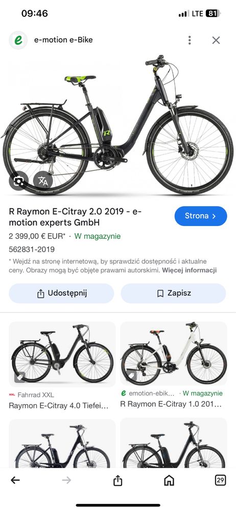 Rower Raymon E -citray 4.0 , Shimano,Tylko  2951 km,