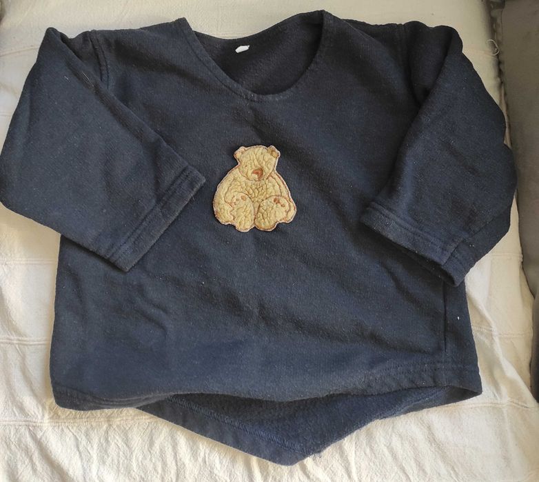 Ciepła bawełniana bluza z misiem na 1 roczek