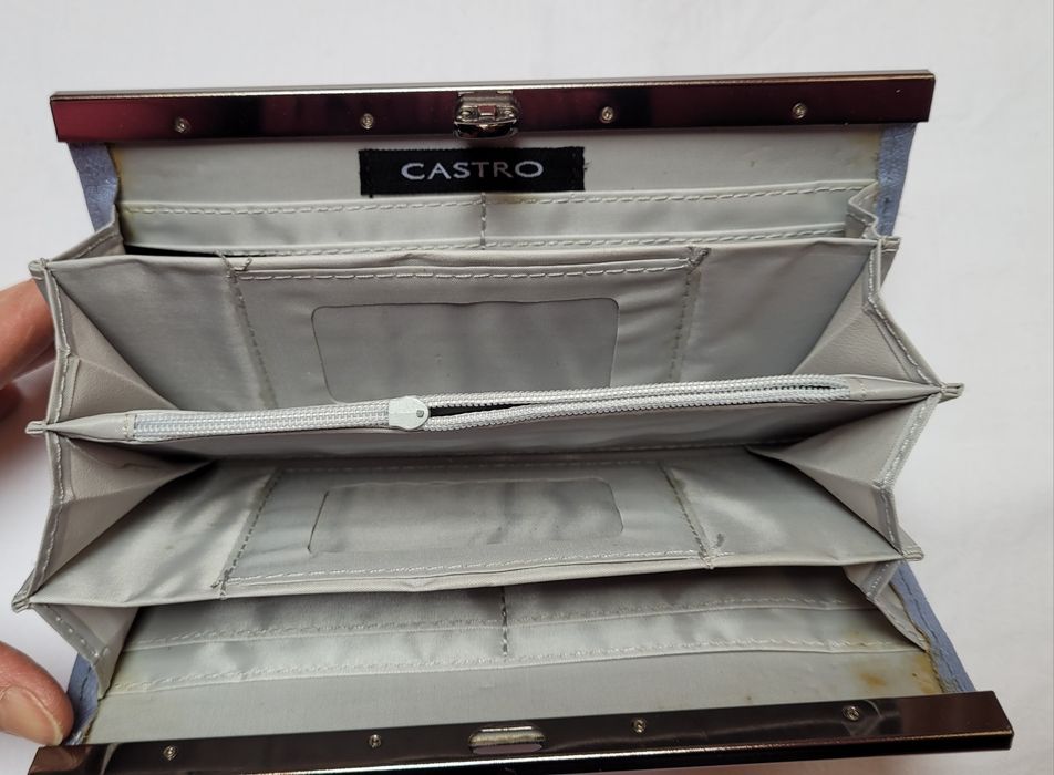 Duży, portfel, niebiesko-szarawy-fioletowawy