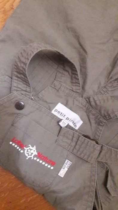 Petit Pirate idealne spodenki ogrodniczki cotton khaki r 18 m i 86