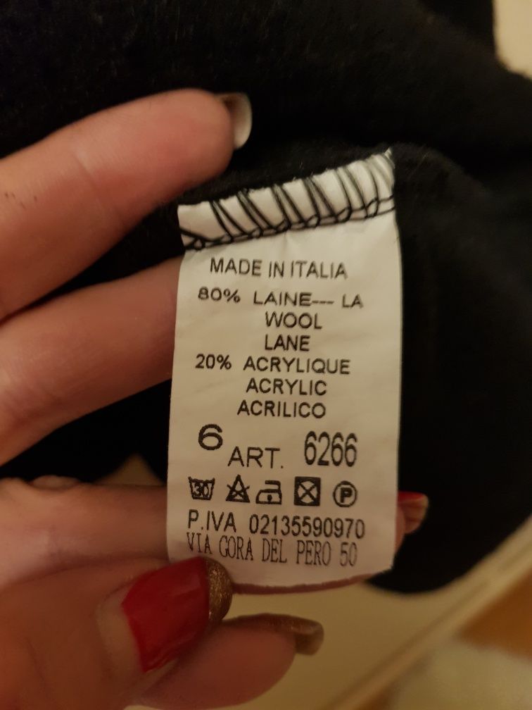 Ponczo Włoskie 80% wool firmy Vera Tucci roz uniwersalny