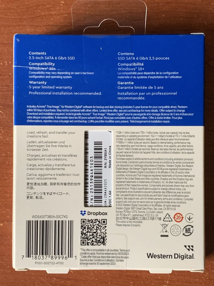 WD SSD Blue SA510 WDS400T3B0A de 4 TB