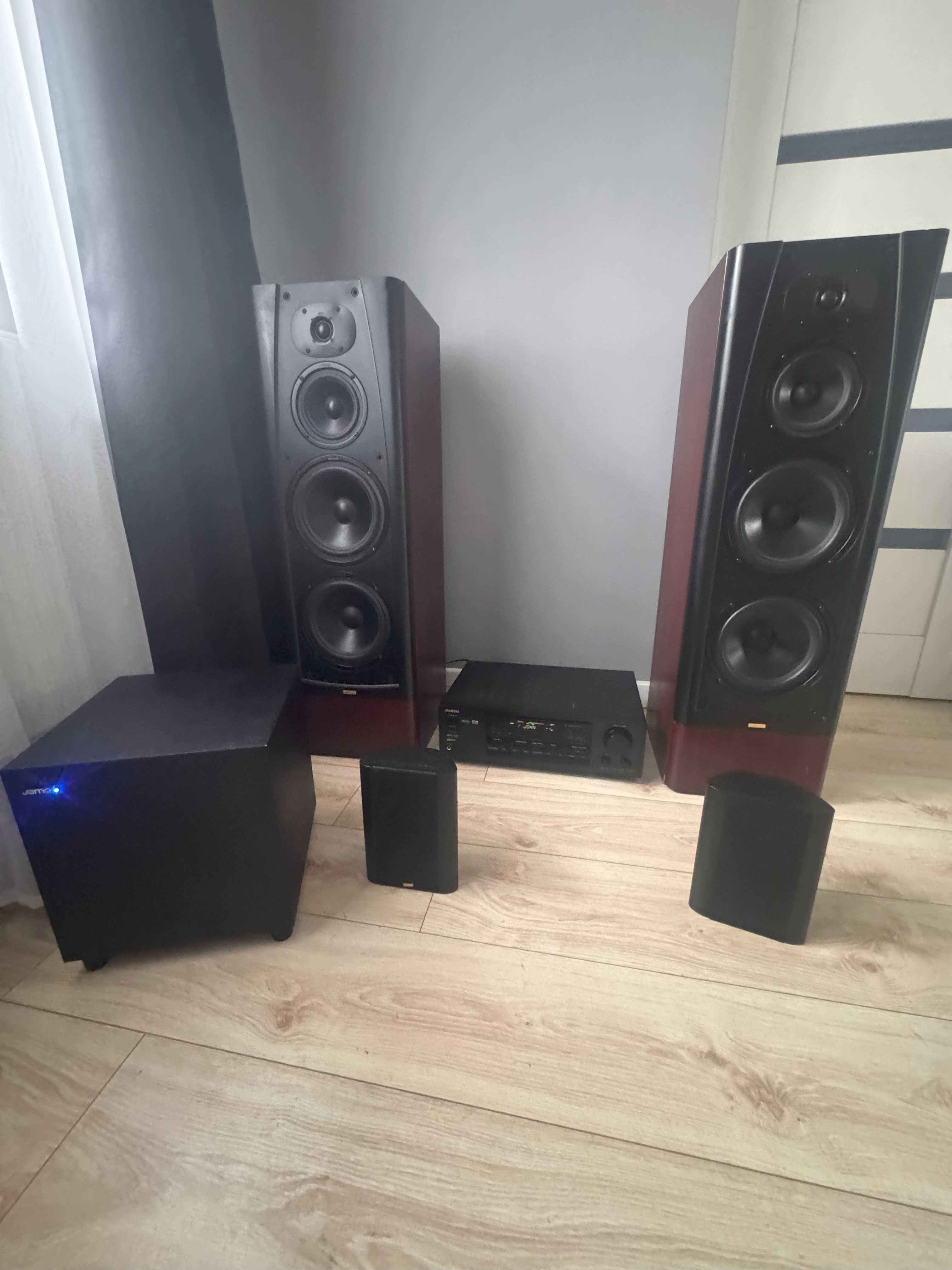 Amplituner ONKYO i zestaw golśników JAMO plus SUBUFER JAMO