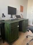 Zielone sosnowe drewniane biurko IKEA Hemnes
