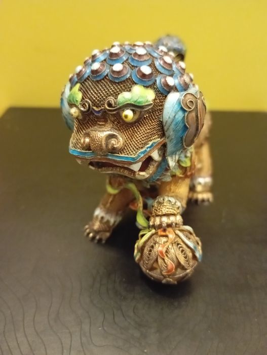 Par de Cachorros Foo em Prata  Detalhados e Raros (255 g)