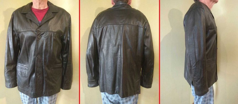 Мужской кожаный пиджак - Б/У -