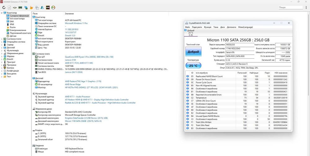 Міні ПК Lenovo ThinkCentre M715q Tiny AMD Ryzen 5 16G SSD 256G WiFi BT