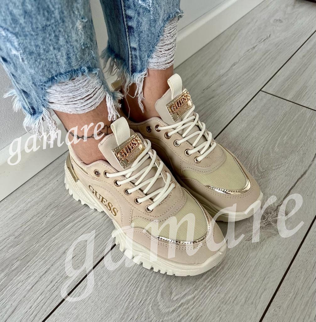 Nowe sneakersy Guessa białe modne kobiece skórzane buty 38