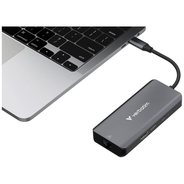 Adapter Hub Verbatim USB-C/HDMI/3xUSB-A  3.2/RJ45 aluminiowy 32157