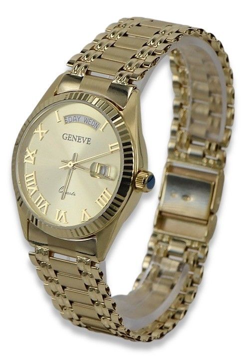 Prześliczny złoty zegarek damski 14k 585 Geneve mw013ydg&mbw006yo-f W