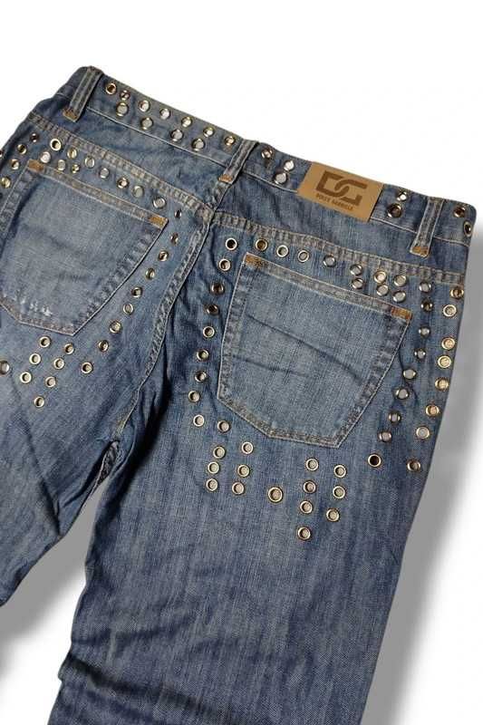 Y2K Dolce Gabriele Studded Avant Garde Spodnie Jeansowe 54/34 tall