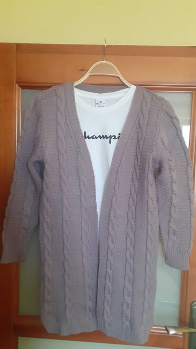 Sweter bez zapięcia 36 38 warkocz nowy