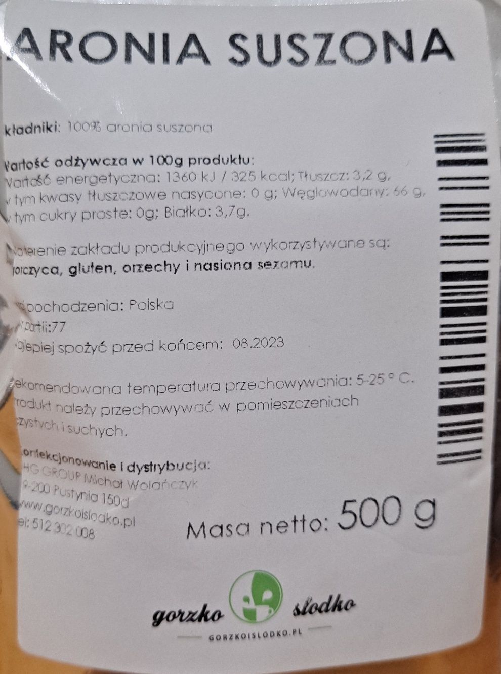 Aronia suszona 0,5 kg