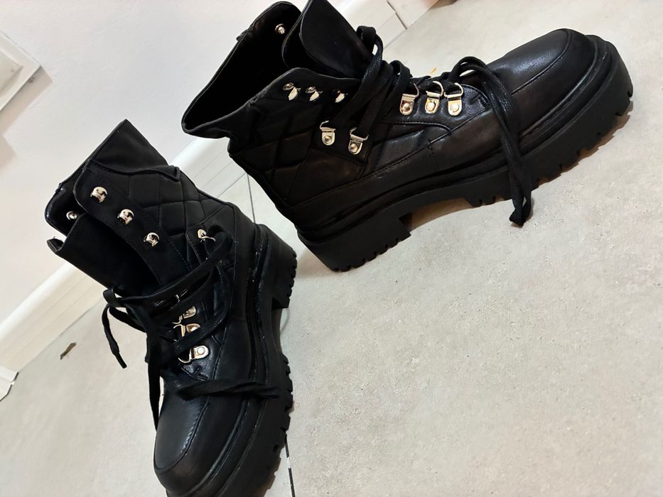 Pikowane sztyblety czarne 37 Retro