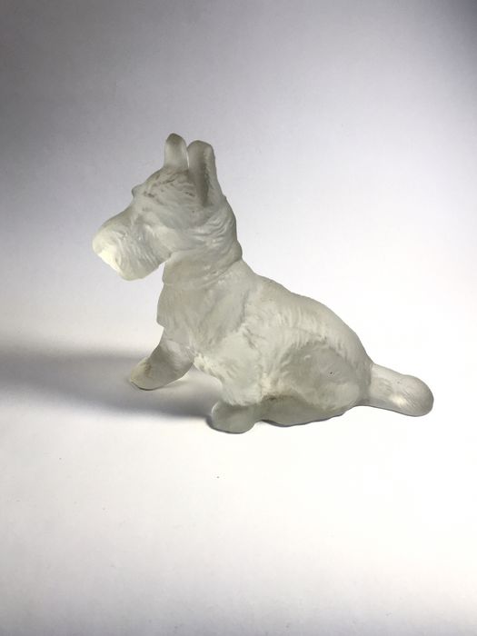 Terier, Szkocki Terier, pies ze szkła, szkło satynowe, lata 60/70