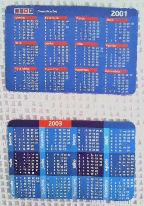 Calendários da Portugal Telecom - PT - 2001 / 2003