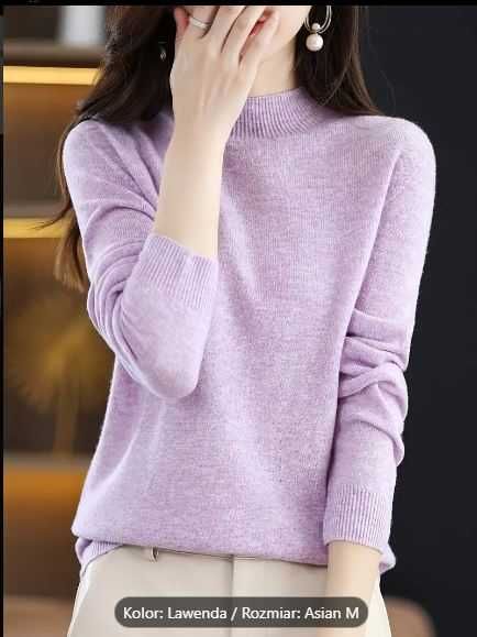 Nowy damski , cienszy, niegryzący, miękki ,  sweterek 100% wełna R S