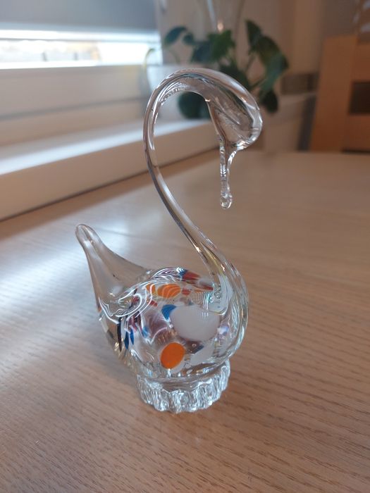 Łabędź z dmuchanego szkła PRL