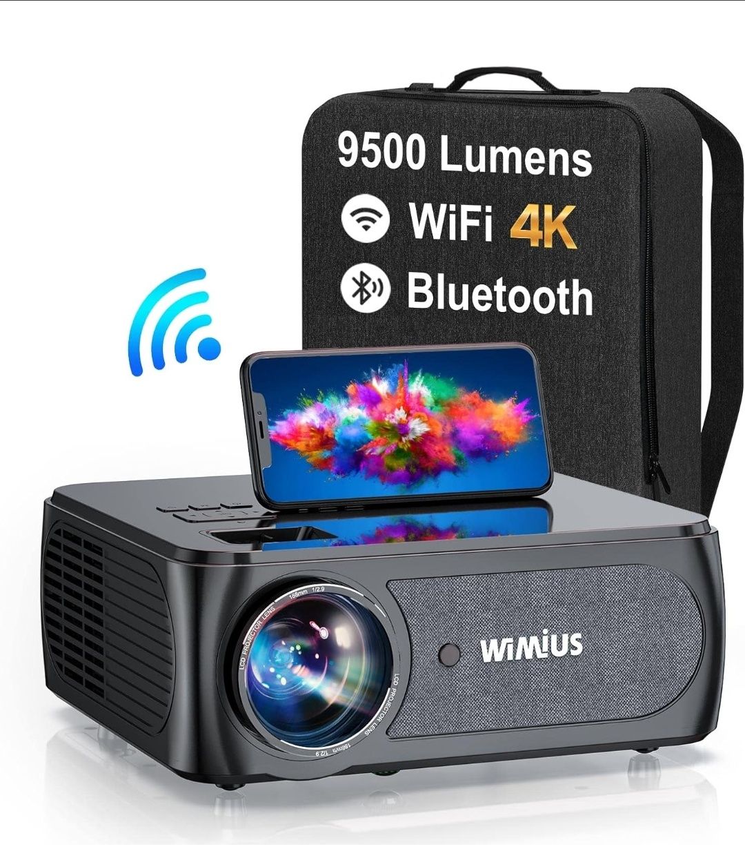 Projetor 9500 lumens + WiFi + bluetooth + Office instado + Keystone 4D