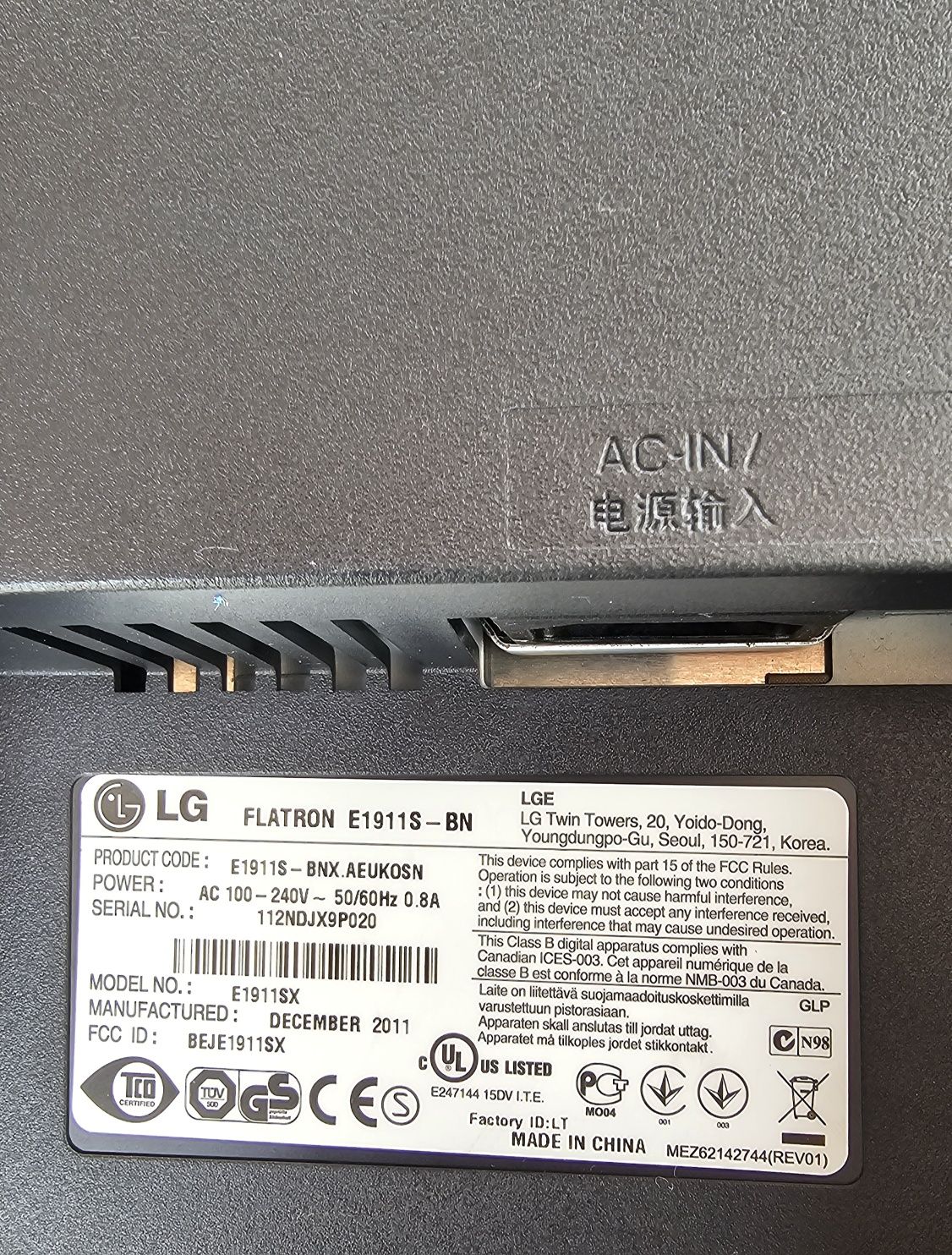 Monitor LG Flatron E1911 (19 Polegadas)