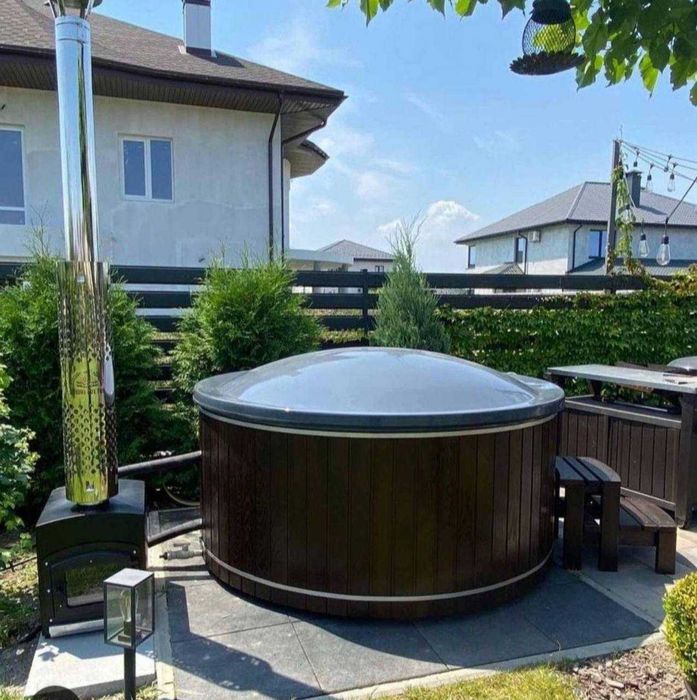 Гаряча купіль на дровах. Карпатський чан з джакузі від виробника.