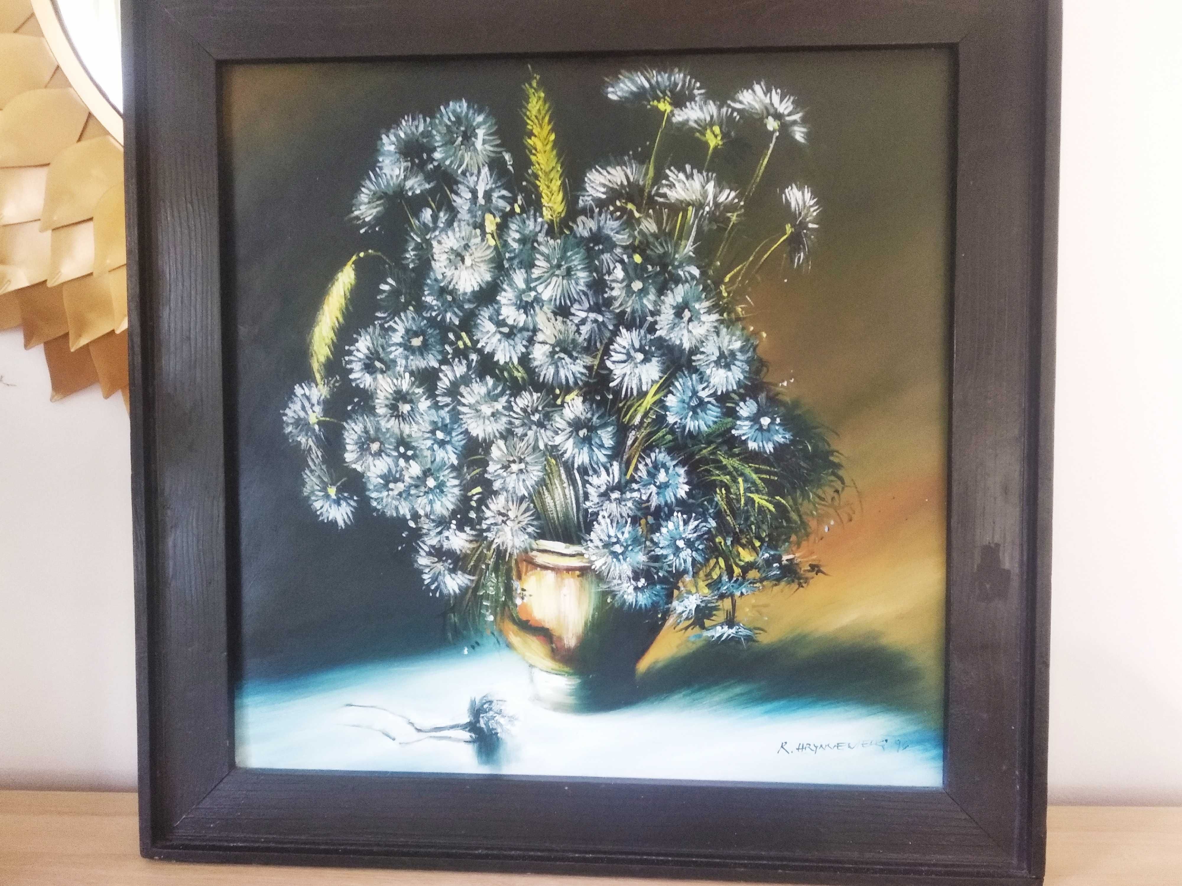 obraz olejny kwiaty Hryniewiecki duży 72 cmx72 cm