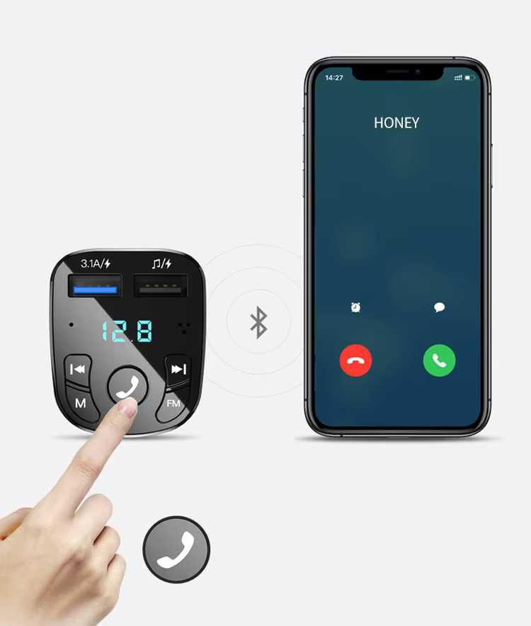 Samochodowa ładowarka adapter bluetooth 5.0