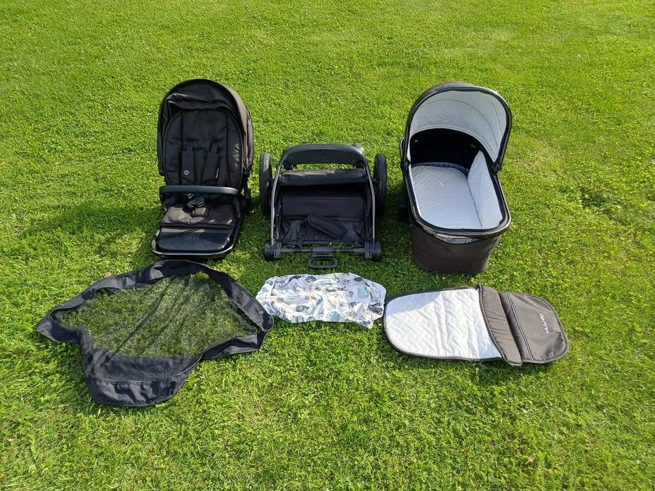 Wózek Muuvo 3.0 BLACK CHROME gondola XL+spacerówka+ akcesoria