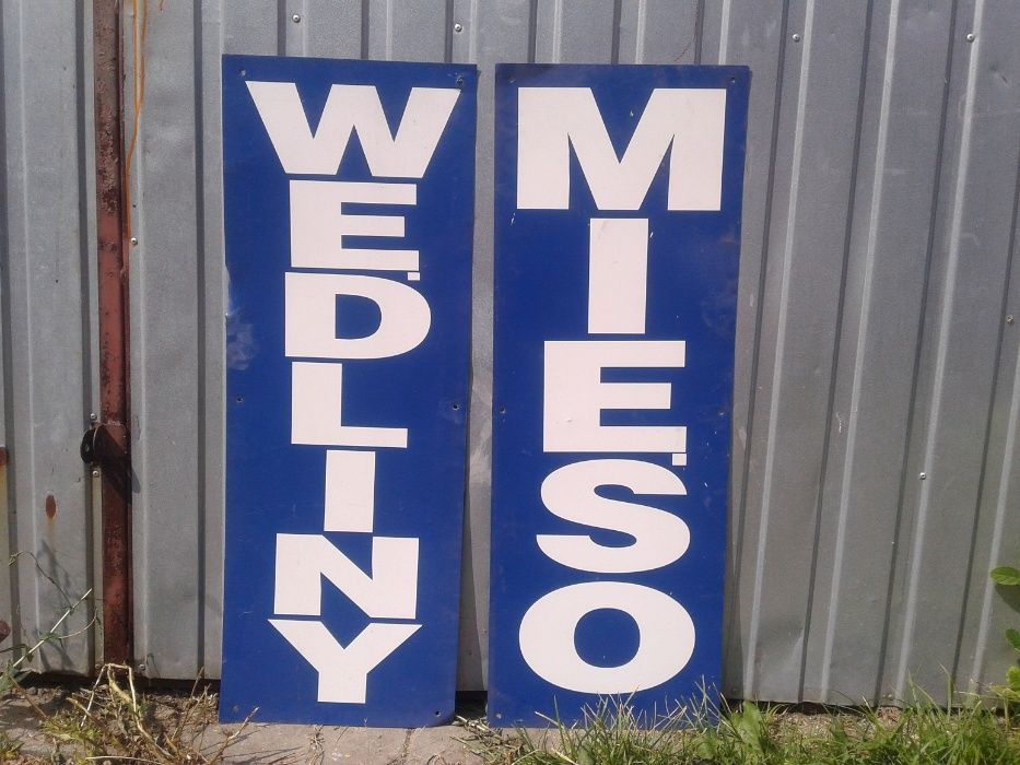 Baner Napis Reklama Mięso Wędliny Blacha Ocynk Delikatesy Sklep Centru