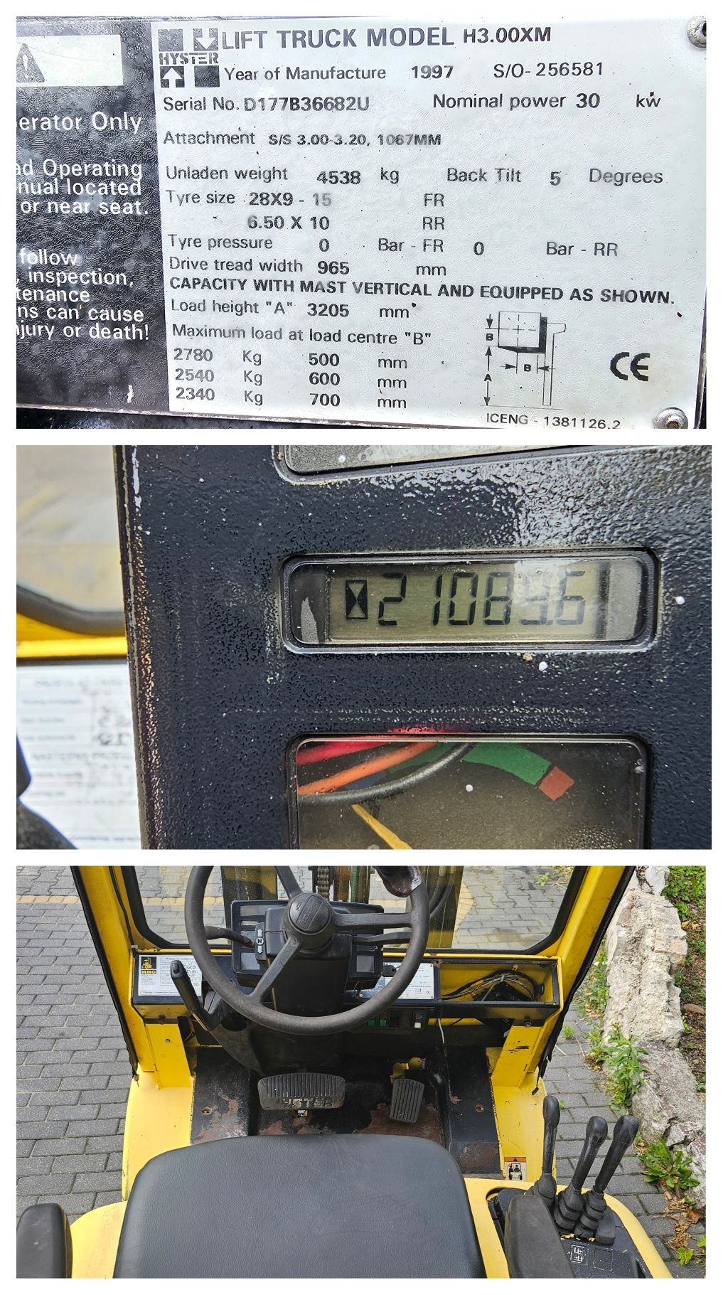 Wózek widłowy HYSTER H3.00XM 3205mm 3t LPG  TRANSPORT