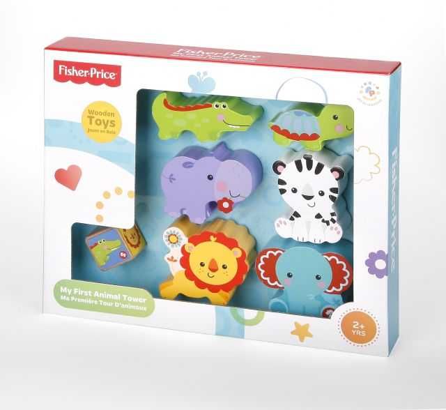 Piramida z drewnianych zwierzaków wieża gra 1+ Fisher Price